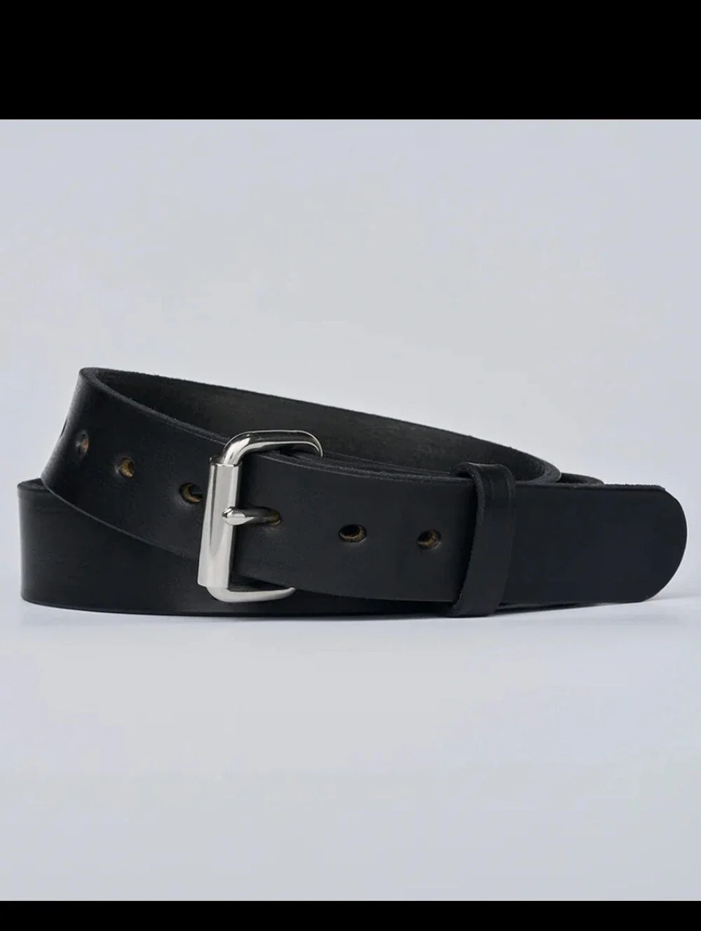 Hanks Belts Mens Gunner Stitched Black Leather Belt Size 56 Full Grain Leather